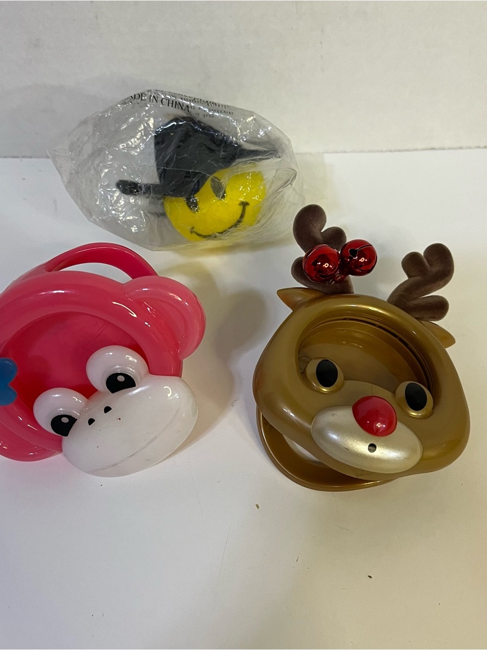 Bath & Body Works Pink Monkey & Brown Reindeer Car Fragrance Holder Visor Clips